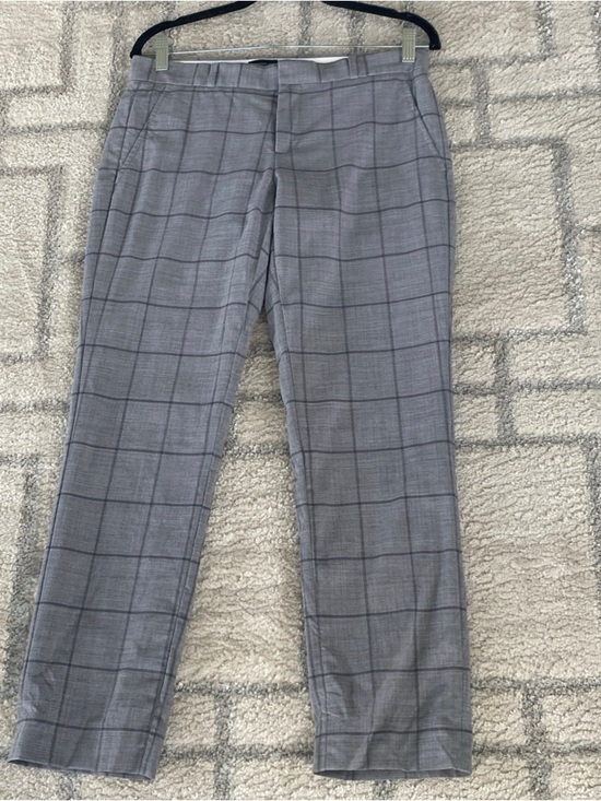 Banana Republic Pants - Banana Republic Ryan wool Gray windowpane pattern Straight lined Pants 4P